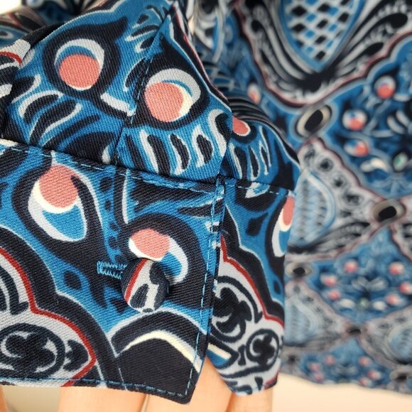 Loft Long Sleeve Shift Dress Blue Mod Retro Tile Print Size XSP XSmall Petite - Picture 5 of 9